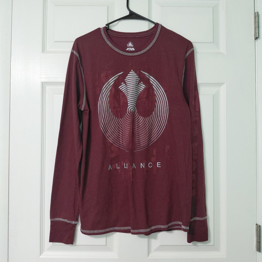 Star Wars Rebel Alliance Long Sleeve Shirt Mens Size Small Graphic Tee Burgundy